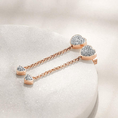  Stunning rose gold heart-shaped diamond earrings, made from non-toxic, hypoallergenic stainless steel for all-day wear