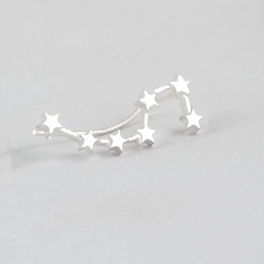  Silver star-shaped earring featuring five stars, made of high-quality zinc alloy. Set includes two earrings.