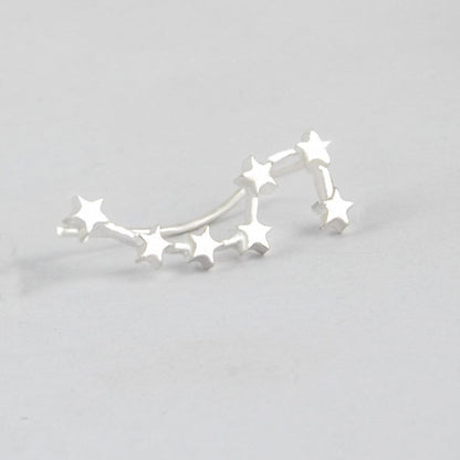  Silver star-shaped earring featuring five stars, made of high-quality zinc alloy. Set includes two earrings.