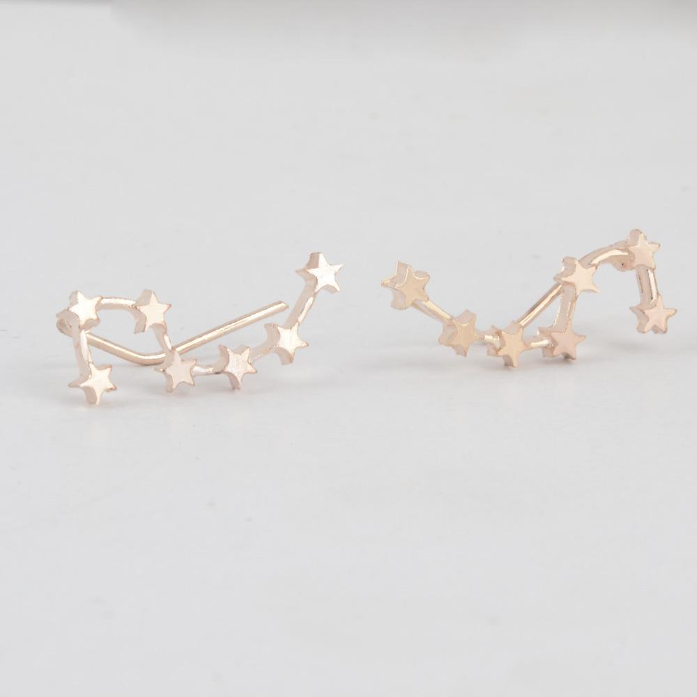 . Star constellation stud earrings made of high-quality zinc alloy, featuring two earrings per set.
