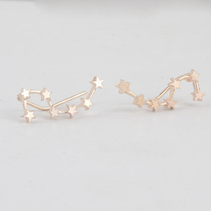 . Star constellation stud earrings made of high-quality zinc alloy, featuring two earrings per set.