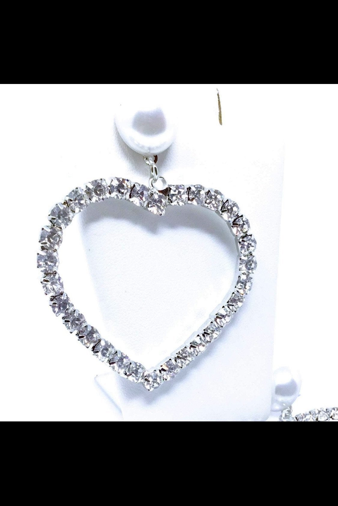Elegant heart-shaped crystal earrings  in silver, crafted from durable zinc alloy for a stylish statement look.